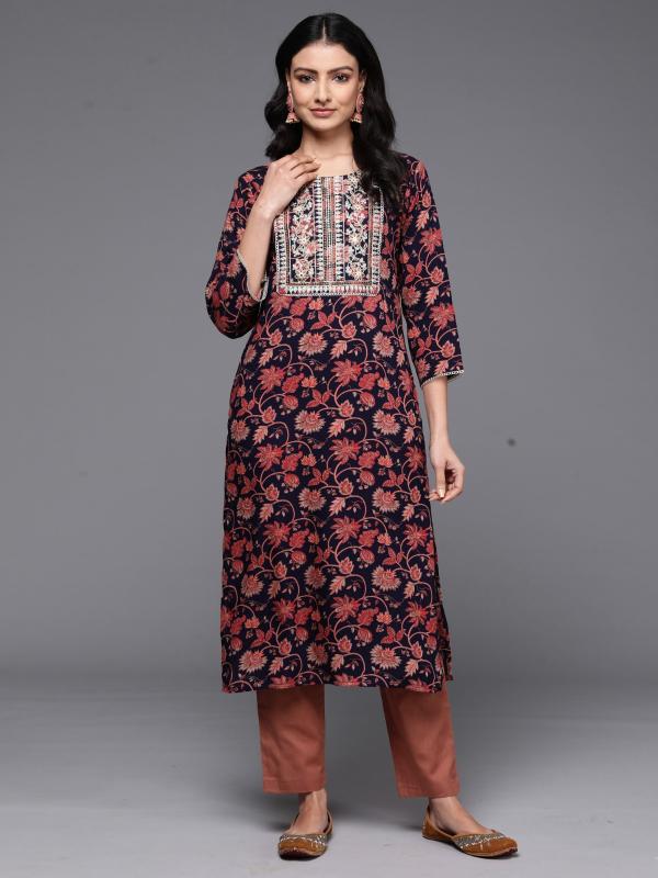 Indo Era 2392 Rayon Printed Embroidered Kurti Collection