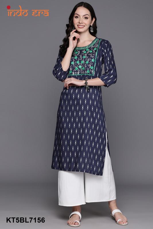 Indo Era 2392 Rayon Printed Embroidered Kurti Collection