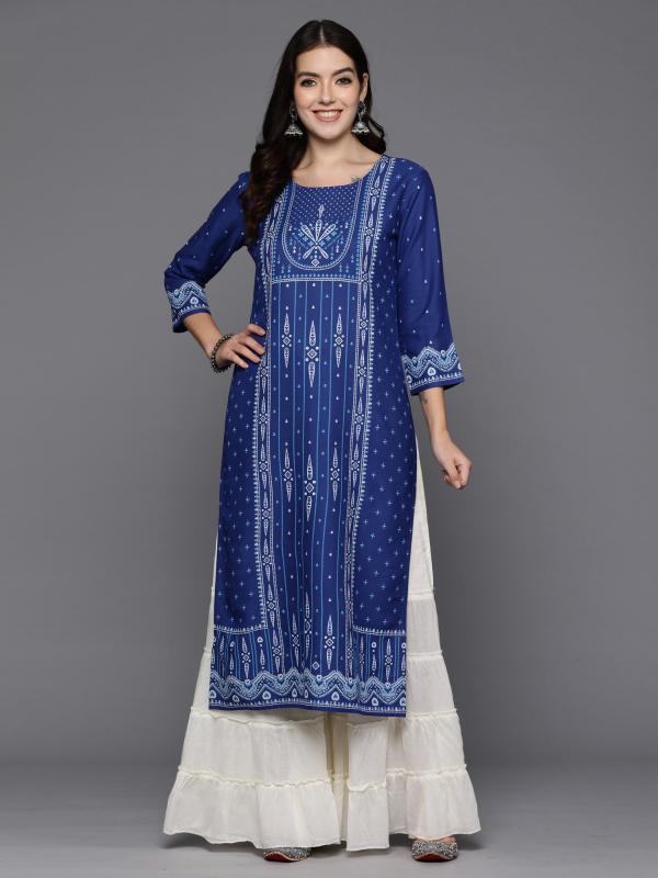 Indo Era 2392 Rayon Printed Embroidered Kurti Collection