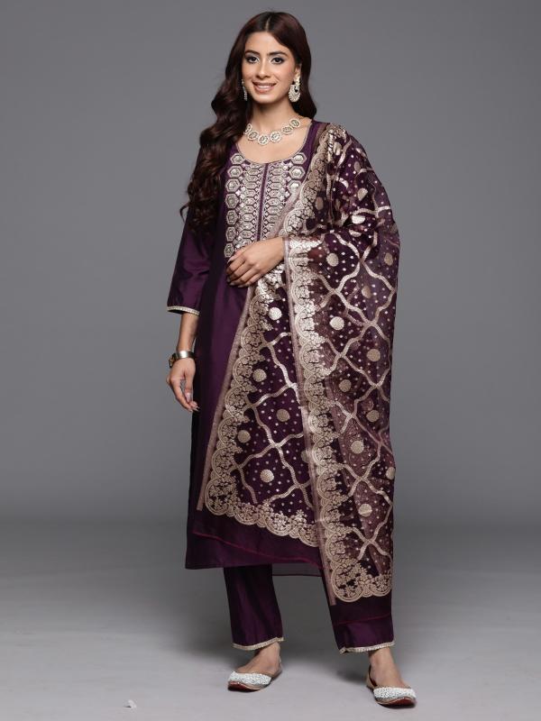 Indo Era 2409 Floral Embroidery Kurti Pant With Dupatta Collection