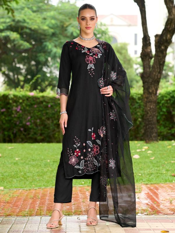 Indo Era 2454 Embroidery Thread Work Kurti Pant With Dupatta Collection