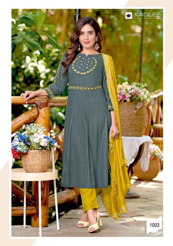 Kadlee Madhuvan Embroidery Kurti Pant With Dupatta