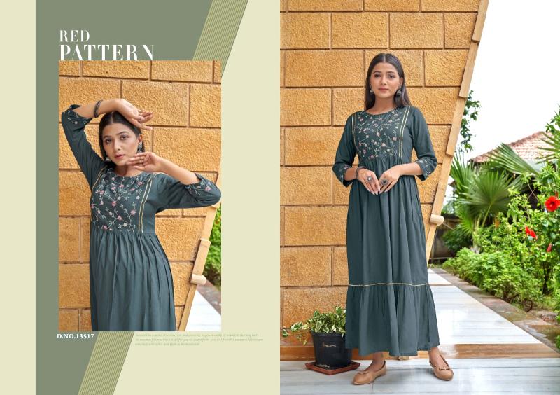 Kalaroop Zoya 4 Rayon Embroidered Long Kurti Collection