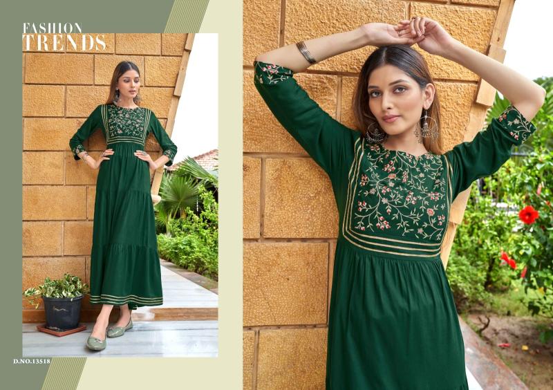 Kalaroop Zoya 4 Rayon Embroidered Long Kurti Collection