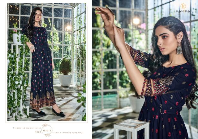 Kanika Aarohi Rayon Printed Long Kurtis Collection