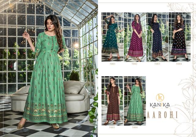 Kanika Aarohi Rayon Printed Long Kurtis Collection