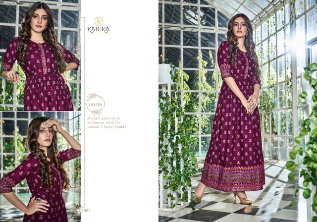 Kanika Aarohi Rayon Printed Long Kurtis Collection