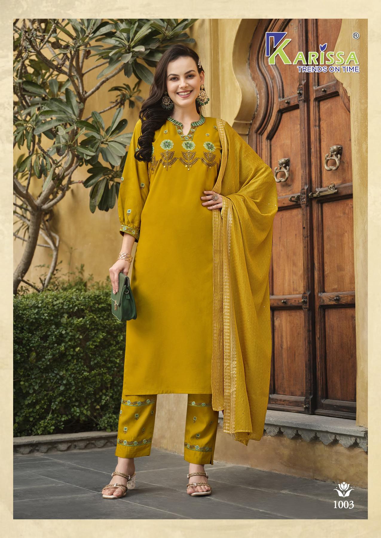 Karissa Antara Premium Rayon Top Bottom With Dupatta Collection