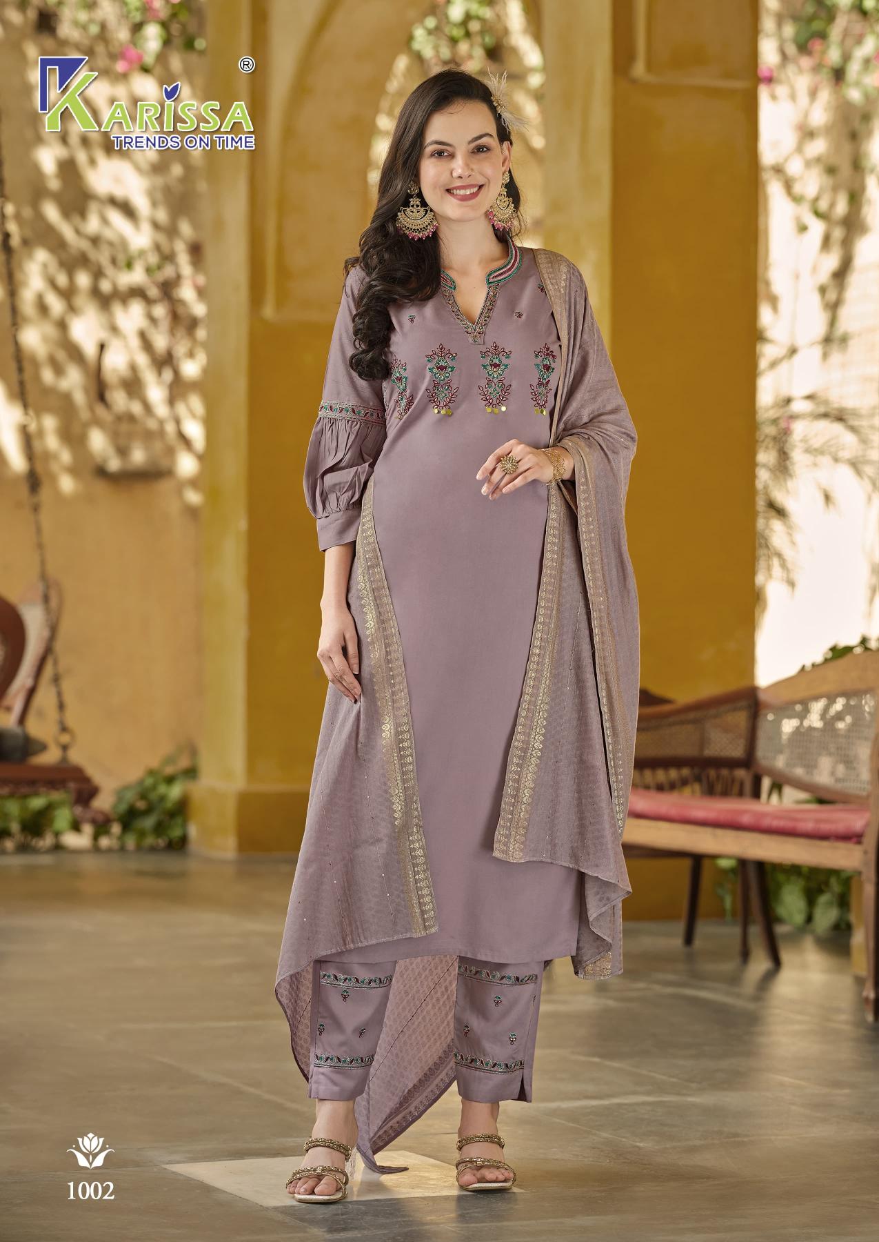 Karissa Antara Premium Rayon Top Bottom With Dupatta Collection