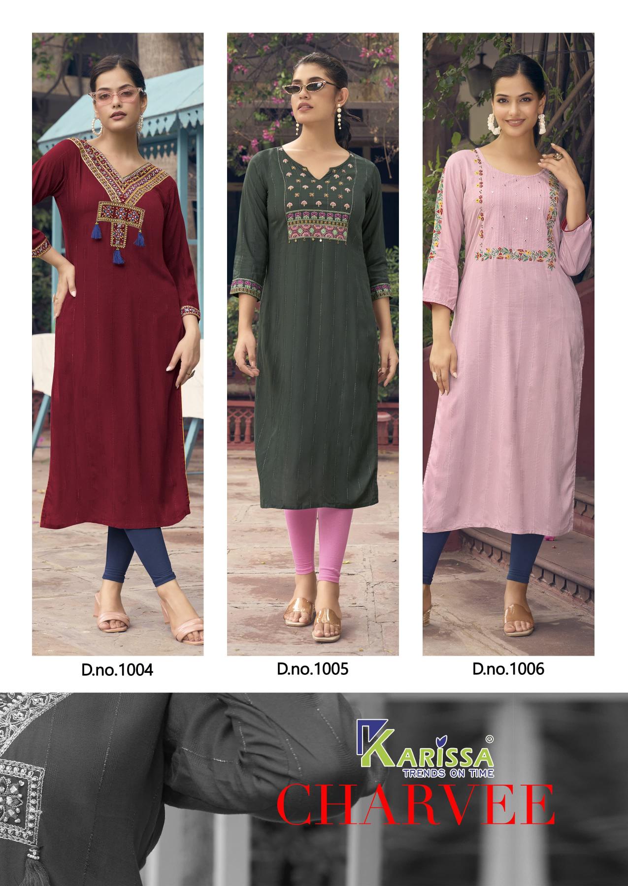 Karissa Charvee Rayon Weaving Fancy Kurti Collection