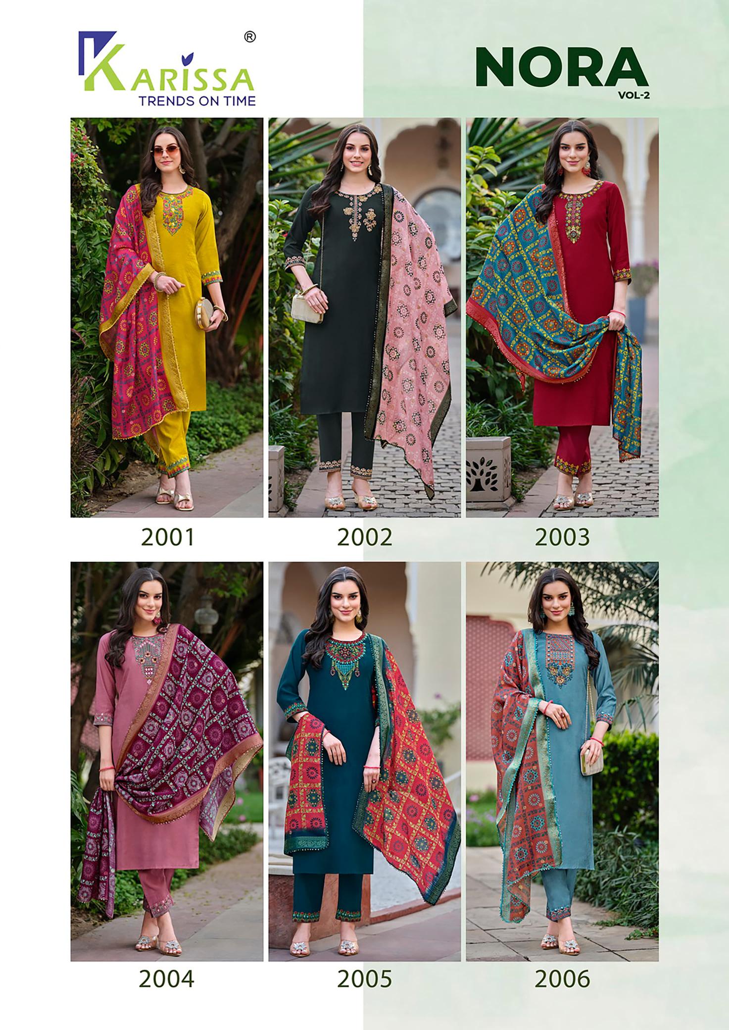 Karissa Nora Vol 2 Viscose Top Bottom With Dupatta Collection