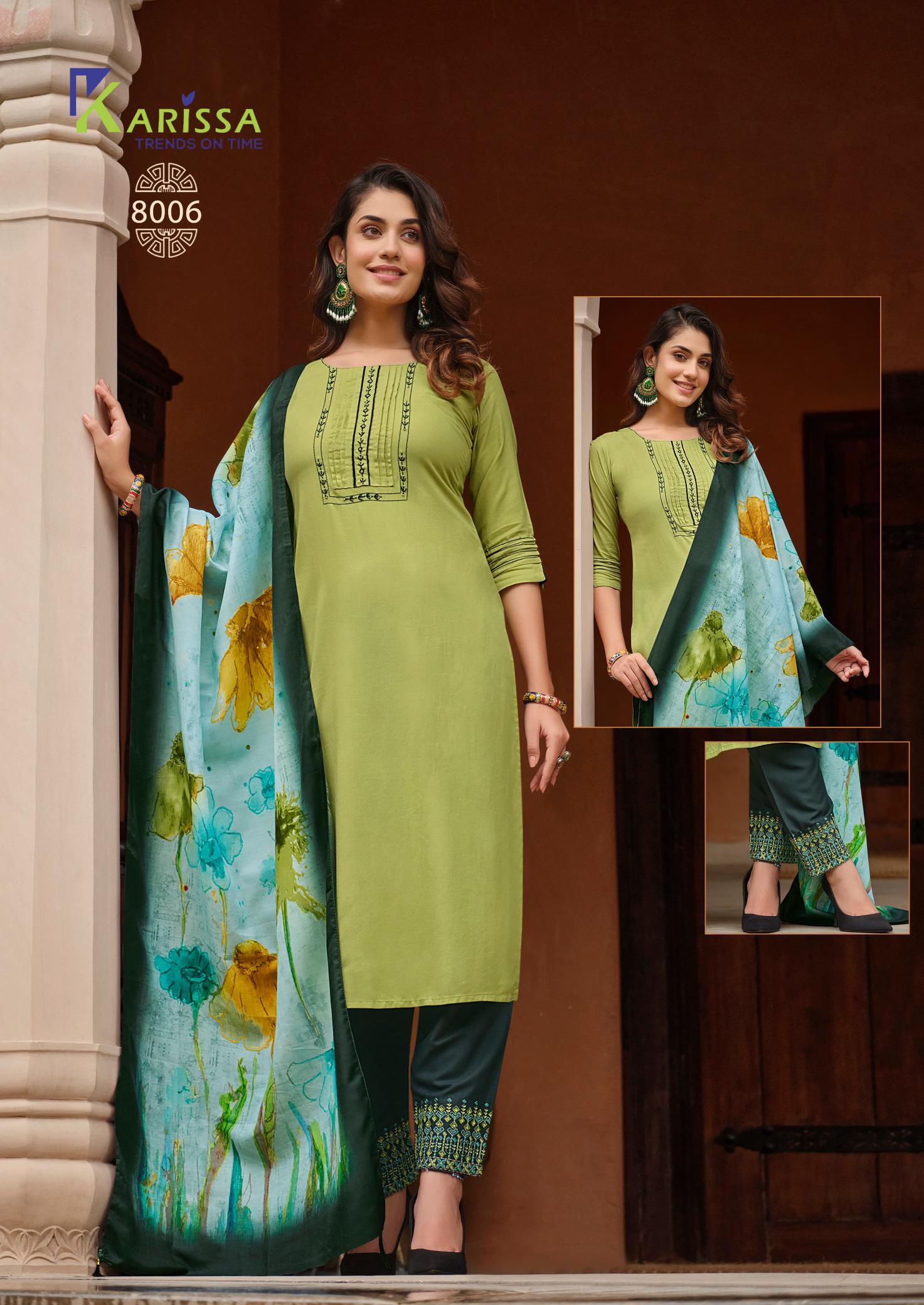 Karissa Vidisha Vol 8 Premium Rayon Kurti Bottom With Dupatta