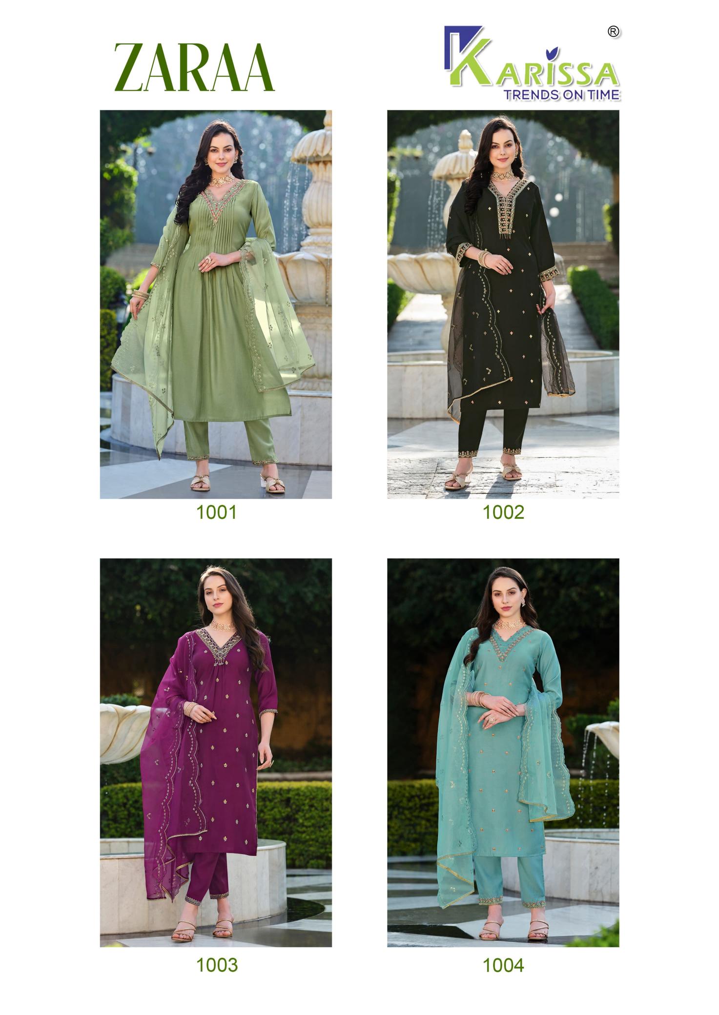 Karissa Zaraa Liva Premium Kurti Pant With Dupatta Collection