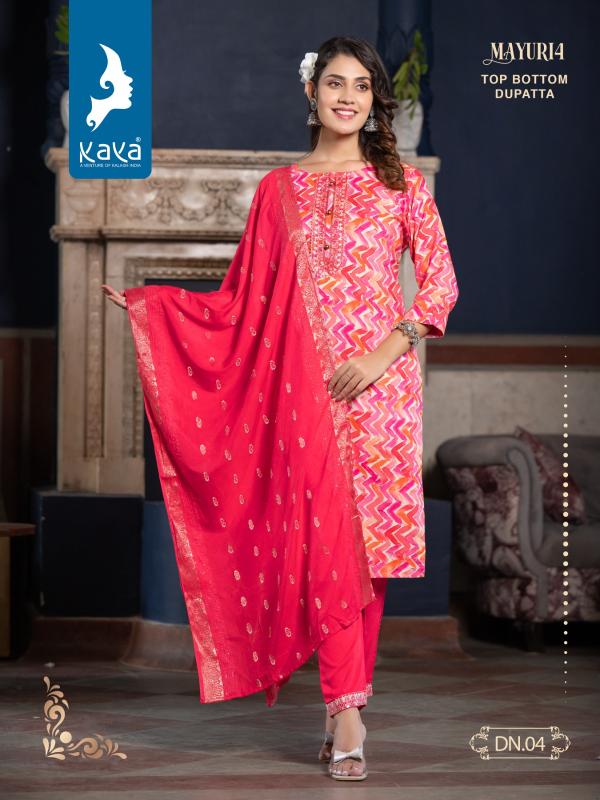 Kaya Mayuri 4 Rayon Printed Kurti Pant With Dupatta Collection