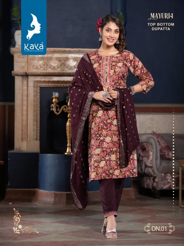 Kaya Mayuri 4 Rayon Printed Kurti Pant With Dupatta Collection