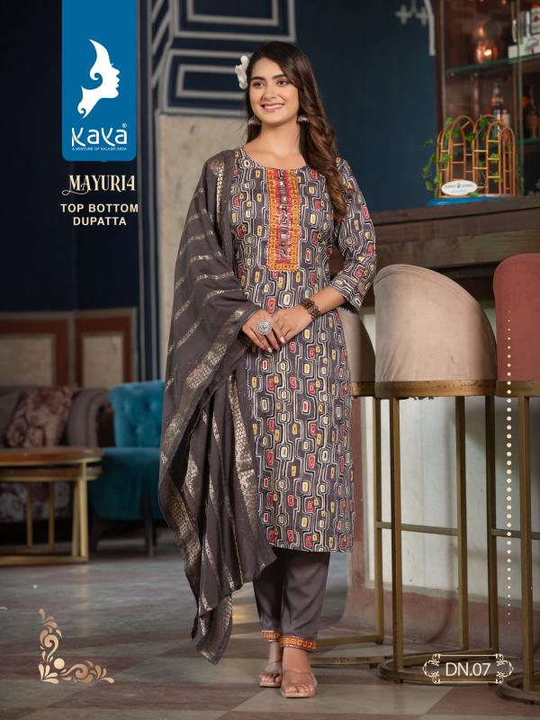 Kaya Mayuri 4 Rayon Printed Kurti Pant With Dupatta Collection