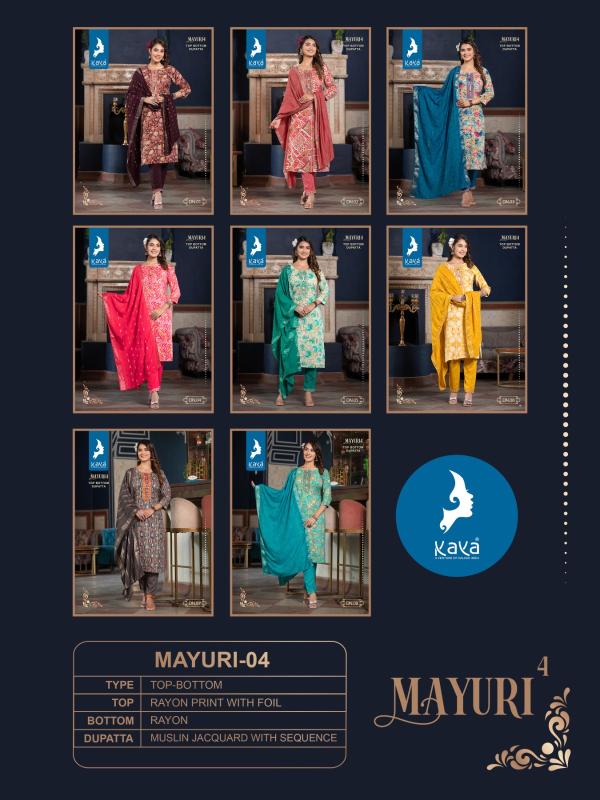 Kaya Mayuri 4 Rayon Printed Kurti Pant With Dupatta Collection