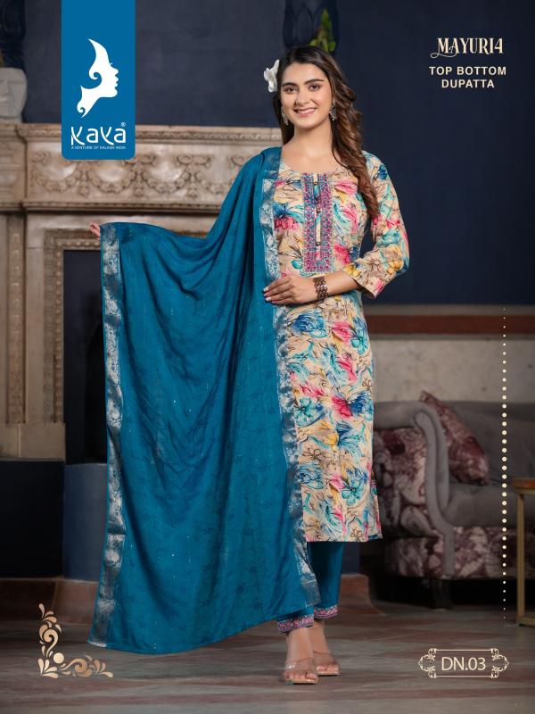 Kaya Mayuri 4 Rayon Printed Kurti Pant With Dupatta Collection