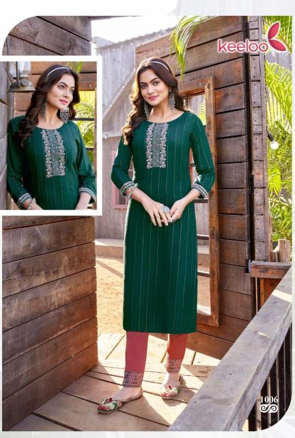 Keeloo Gulab Vol 1 Dobby Rayon Kurti With Bottom