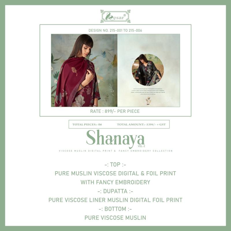 Kesar Shanaya Vol 2 Muslin Foil Printed Dress Material Collection