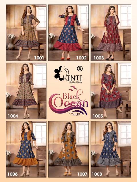 Kinti Black Ocean Vol 10 Designer Long Kurti Collection