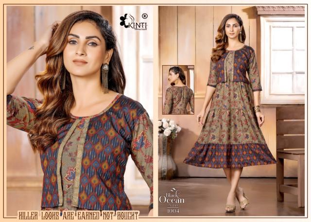 Kinti Black Ocean Vol 10 Designer Long Kurti Collection