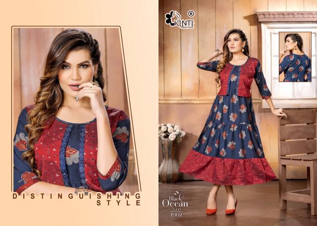 Kinti Black Ocean Vol 10 Designer Long Kurti Collection