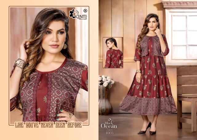 Kinti Black Ocean Vol 10 Designer Long Kurti Collection