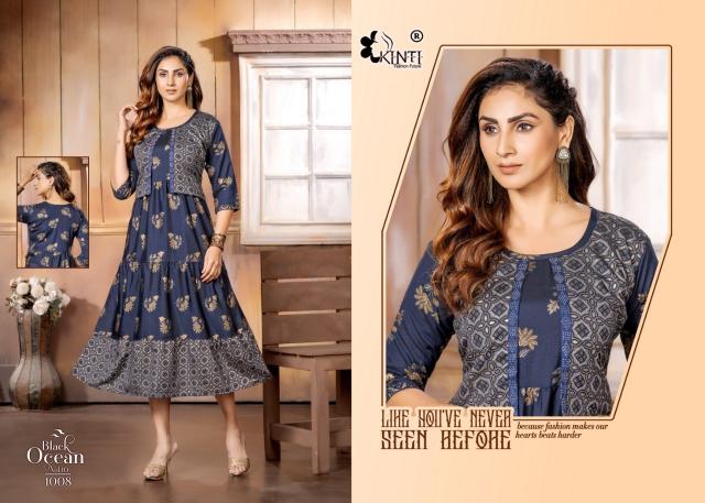 Kinti Black Ocean Vol 10 Designer Long Kurti Collection