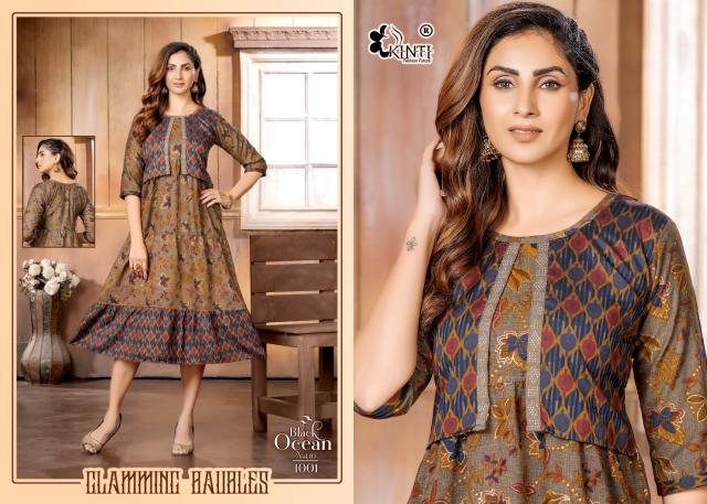 Kinti Black Ocean Vol 10 Designer Long Kurti Collection