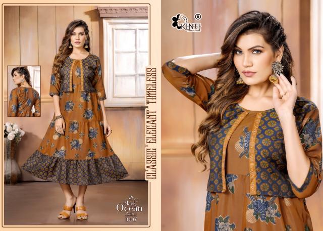 Kinti Black Ocean Vol 10 Designer Long Kurti Collection