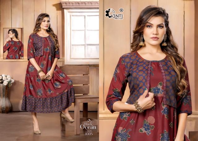 Kinti Black Ocean Vol 10 Designer Long Kurti Collection