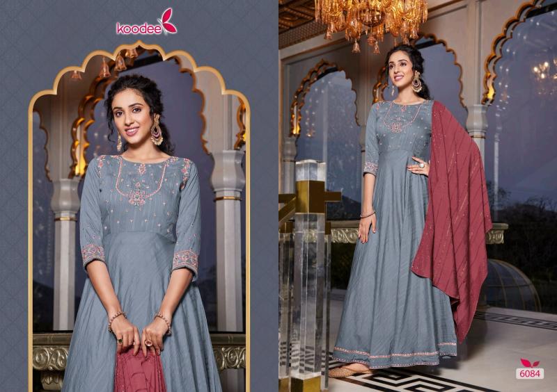 Koodee Sundra 3 Viscose Long Gown With Dupatta Collection