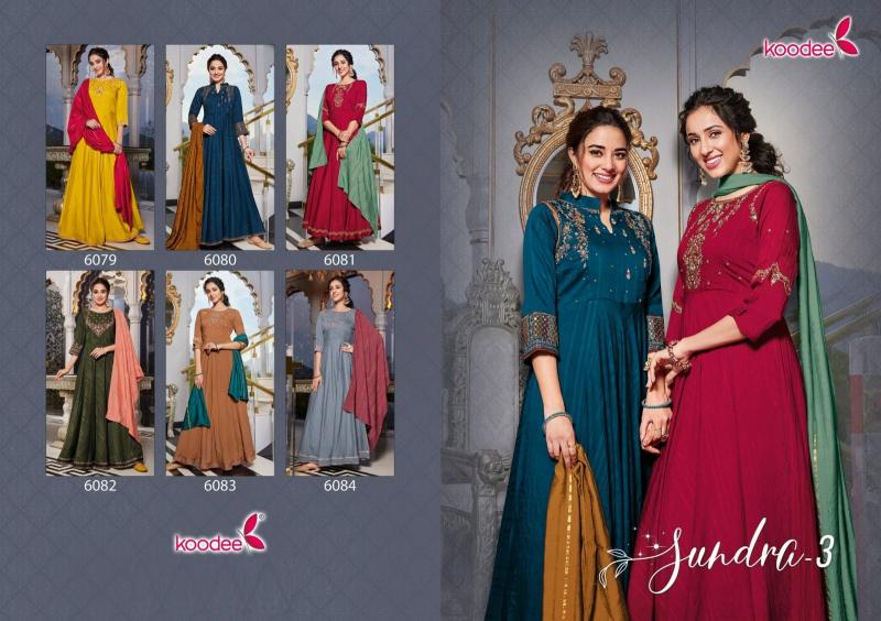 Koodee Sundra 3 Viscose Long Gown With Dupatta Collection