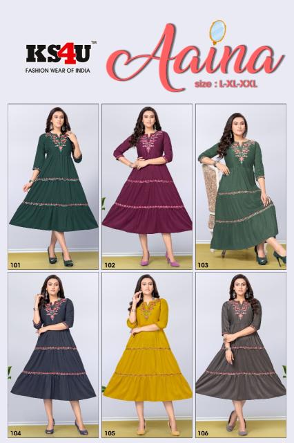 Ks4u Aaina Designer Fancy Long Kurti Collection