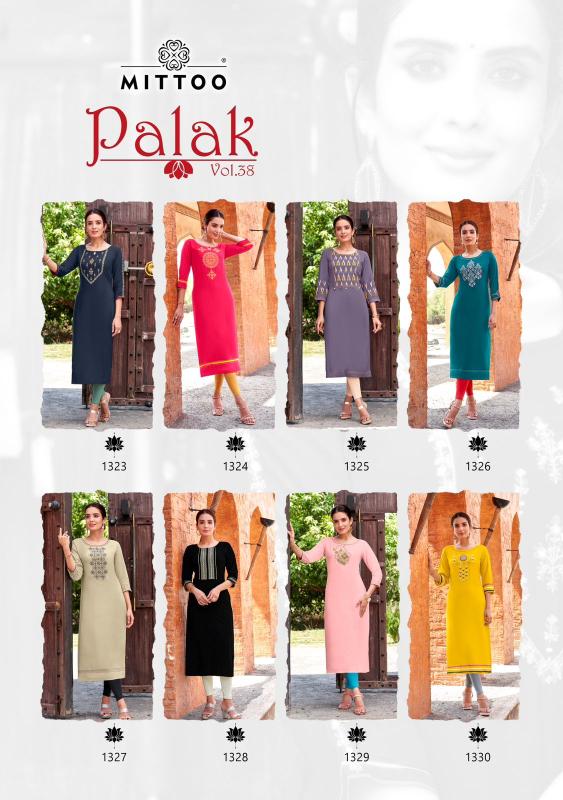 Mittoo Palak Vol 38 Rayon Embroidered Kurti Collection