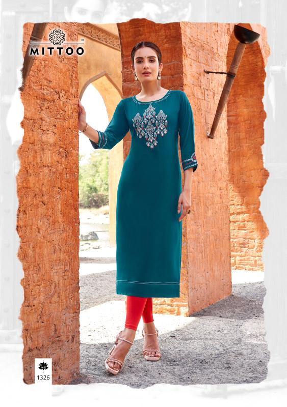 Mittoo Palak Vol 38 Rayon Embroidered Kurti Collection