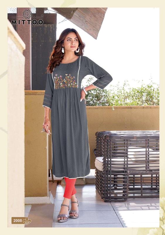 Mittoo Swagat Vol 2 Rayon Embroidered Long Kurti Collection