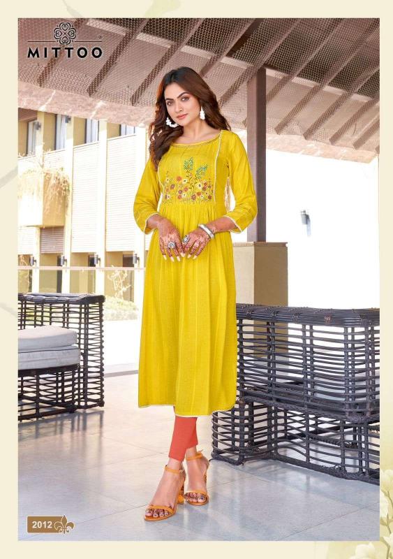 Mittoo Swagat Vol 2 Rayon Embroidered Long Kurti Collection