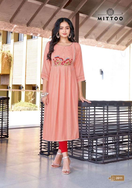 Mittoo Swagat Vol 2 Rayon Embroidered Long Kurti Collection