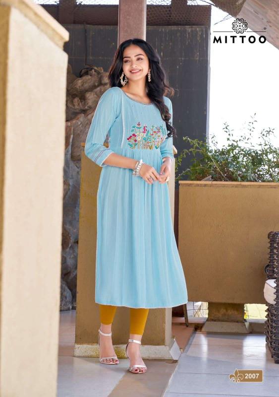 Mittoo Swagat Vol 2 Rayon Embroidered Long Kurti Collection