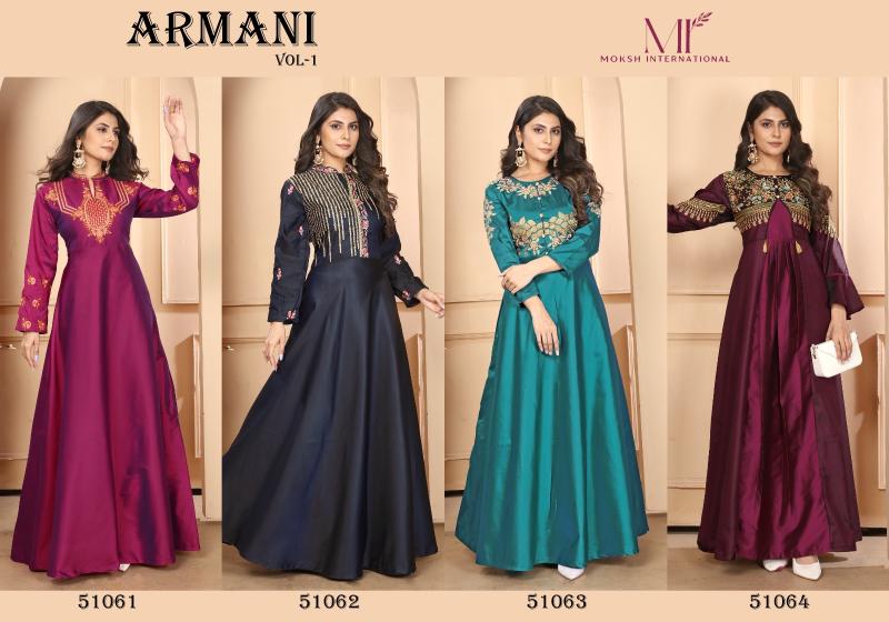 Moksh Armani Vol 1 Triva Silk Embroidered Kurti Collection