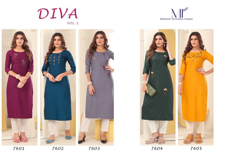 Moksh Diva Vol 1 Embroidered Kurti With Bottom Collection