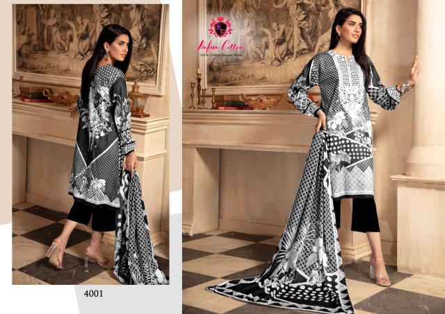 Nafisa Black And White 4 Karachi Cotton Dress Material