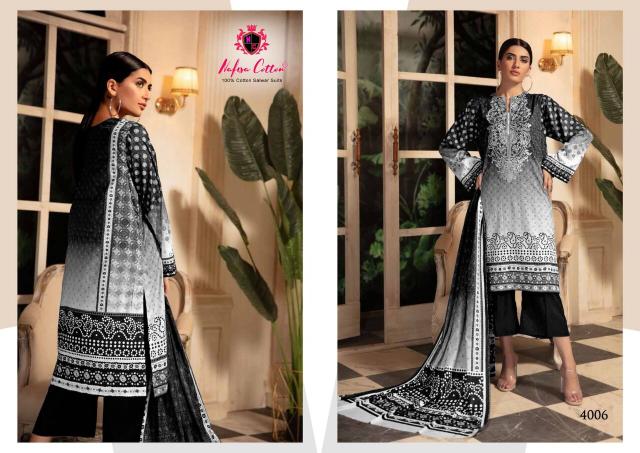 Nafisa Black And White 4 Karachi Cotton Dress Material