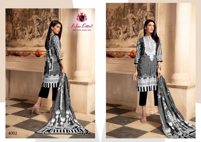 Nafisa Black And White 4 Karachi Cotton Dress Material