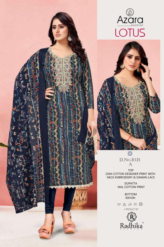 Radhika Azara Lotus Cotton Printed Dress Material Collection