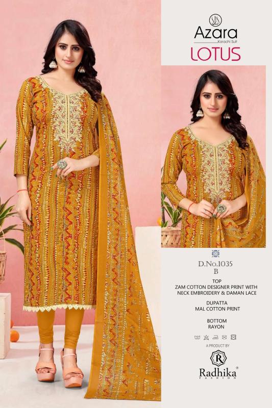 Radhika Azara Lotus Cotton Printed Dress Material Collection