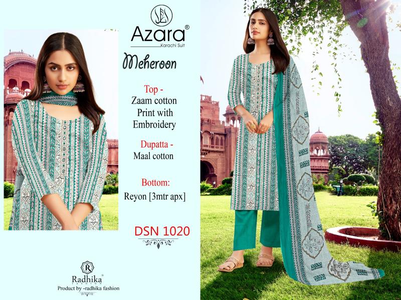 Radhika Azara Meheroon Cotton Printed Dress Material Collection