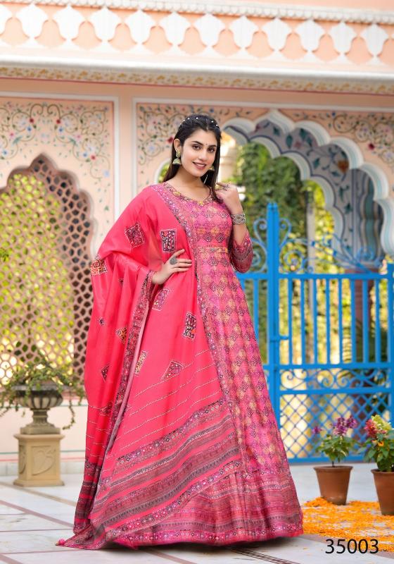 Ramya 01 Dola Silk Digital Printed Gown With Dupatta Collection